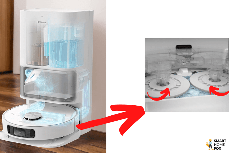 Очистка салфетки Dreame L10s Ultra на базовой станции.